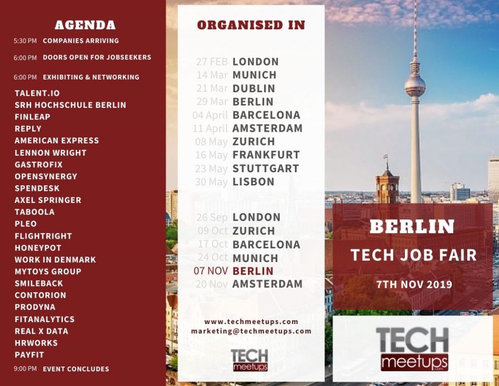 Berli Tech Job Fair Autumn 2019 Agenda